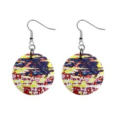 Multicolored Abstract Grunge Texture Print Mini Button Earrings