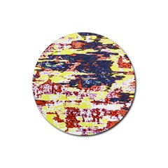 Multicolored Abstract Grunge Texture Print Rubber Round Coaster (4 Pack)  by dflcprintsclothing