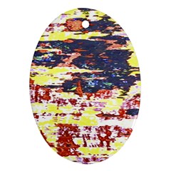 Multicolored Abstract Grunge Texture Print Oval Ornament (two Sides) by dflcprintsclothing