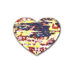 Multicolored Abstract Grunge Texture Print Rubber Coaster (heart)  by dflcprintsclothing