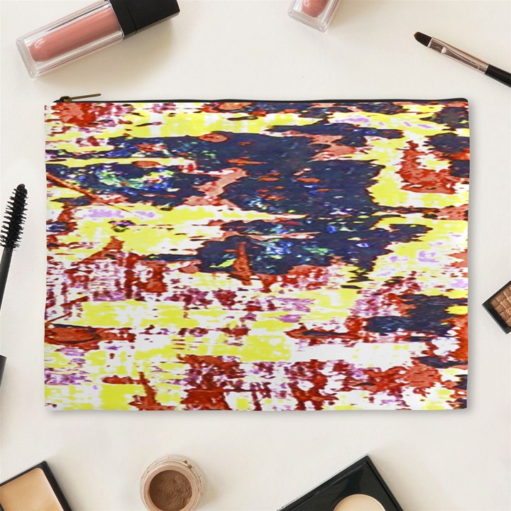 Multicolored Abstract Grunge Texture Print Cosmetic Bag (XL)