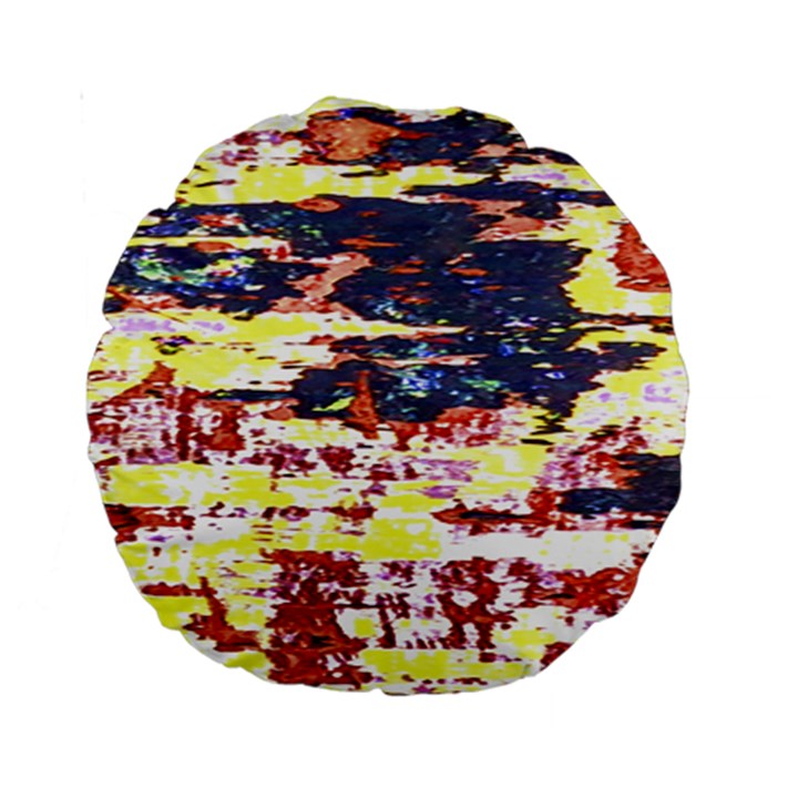 Multicolored Abstract Grunge Texture Print Standard 15  Premium Round Cushions