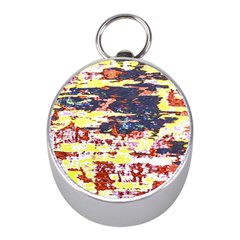 Multicolored Abstract Grunge Texture Print Mini Silver Compasses by dflcprintsclothing