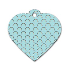 Pattern Arc En Ciel/nuages Dog Tag Heart (one Side) by kcreatif