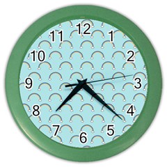 Pattern Arc En Ciel/nuages Color Wall Clock by kcreatif