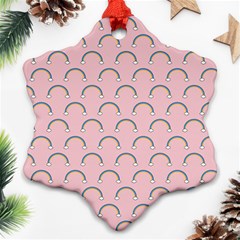 Pattern Arc En Ciel/nuages Snowflake Ornament (two Sides) by kcreatif