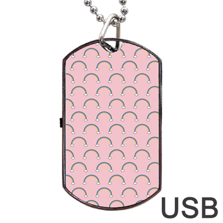 Pattern Arc en ciel/Nuages Dog Tag USB Flash (One Side)