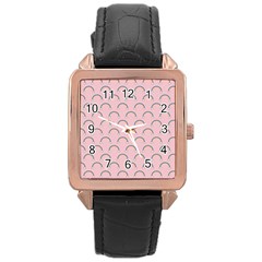 Pattern Arc En Ciel/nuages Rose Gold Leather Watch  by kcreatif