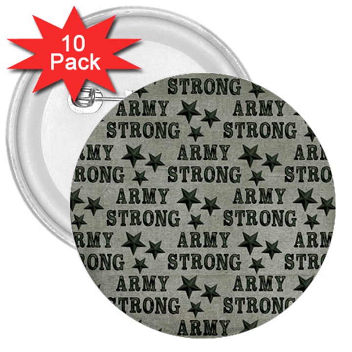 Army Stong Military 3  Buttons (10 pack) 