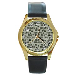 Army Stong Military Round Gold Metal Watch by McCallaCoultureArmyShop