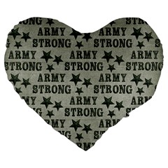 Army Stong Military Large 19  Premium Flano Heart Shape Cushions by McCallaCoultureArmyShop