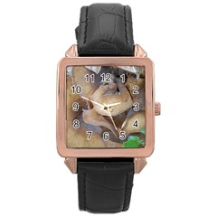 Close Up Mushroom Abstract Rose Gold Leather Watch 