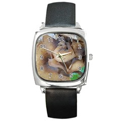 Close Up Mushroom Abstract Square Metal Watch by Fractalsandkaleidoscopes