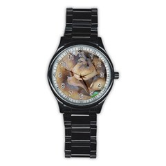 Close Up Mushroom Abstract Stainless Steel Round Watch by Fractalsandkaleidoscopes