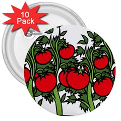 Tomato Garden Vine Plants Red 3  Buttons (10 Pack)  by HermanTelo