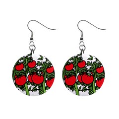 Tomato Garden Vine Plants Red Mini Button Earrings