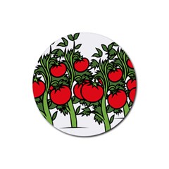 Tomato Garden Vine Plants Red Rubber Coaster (round)  by HermanTelo