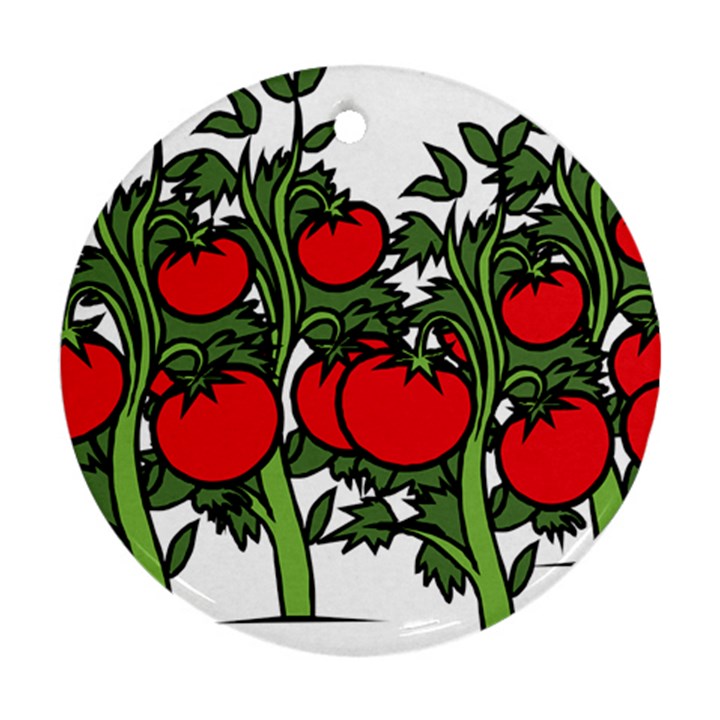 Tomato Garden Vine Plants Red Round Ornament (Two Sides)