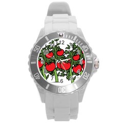 Tomato Garden Vine Plants Red Round Plastic Sport Watch (l)