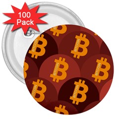 Cryptocurrency Bitcoin Digital 3  Buttons (100 Pack)  by HermanTelo