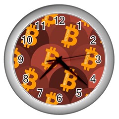 Cryptocurrency Bitcoin Digital Wall Clock (silver) by HermanTelo