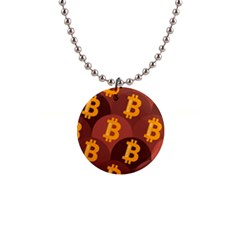 Cryptocurrency Bitcoin Digital 1  Button Necklace by HermanTelo