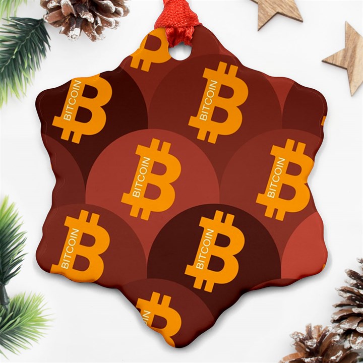 Cryptocurrency Bitcoin Digital Snowflake Ornament (Two Sides)