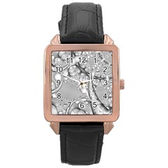 Illustrations Entwine Fractals Rose Gold Leather Watch 