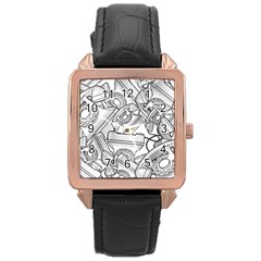 Phone Communication Technology Rose Gold Leather Watch 