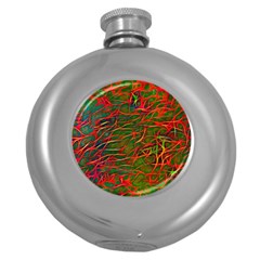 Background Pattern Texture Round Hip Flask (5 Oz)