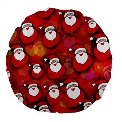 Santa Clause Large 18  Premium Flano Round Cushions by HermanTelo