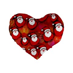 Santa Clause Standard 16  Premium Flano Heart Shape Cushions by HermanTelo