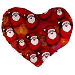 Santa Clause Large 19  Premium Flano Heart Shape Cushions Front