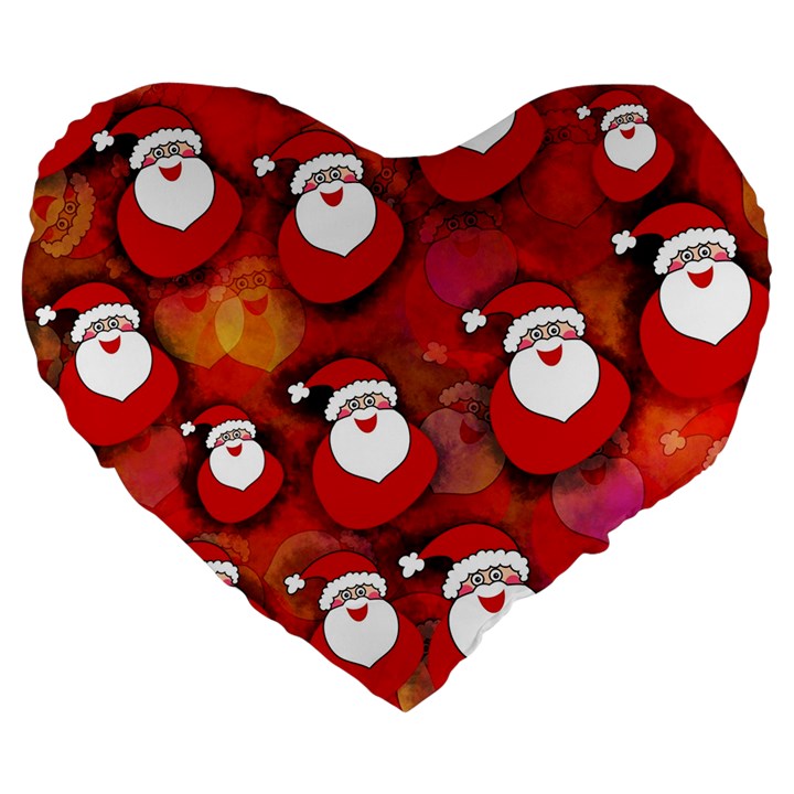 Santa Clause Large 19  Premium Flano Heart Shape Cushions