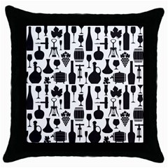 Wine Pattern Black White Throw Pillow Case (black) by Vaneshart