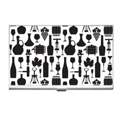 Wine Pattern Black White Business Card Holder by Vaneshart