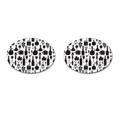 Wine Pattern Black White Cufflinks (oval) by Vaneshart