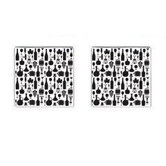 Wine Pattern Black White Cufflinks (square) by Vaneshart