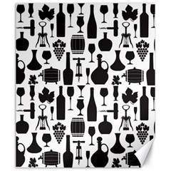 Wine Pattern Black White Canvas 20  X 24  by Vaneshart