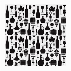 Wine Pattern Black White Medium Glasses Cloth (2 Sides) by Vaneshart