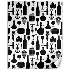 Wine Pattern Black White Canvas 11  X 14  by Vaneshart