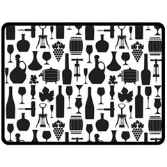 Wine Pattern Black White Fleece Blanket (large)  by Vaneshart