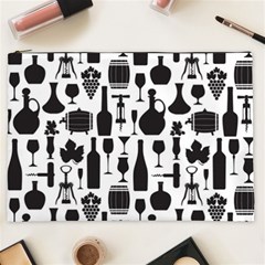 Wine Pattern Black White Cosmetic Bag (xxl) by Vaneshart