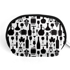 Wine Pattern Black White Accessory Pouch (medium) by Vaneshart