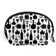 Wine Pattern Black White Accessory Pouch (large) by Vaneshart