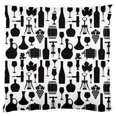 Wine Pattern Black White Standard Flano Cushion Case (two Sides) by Vaneshart