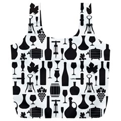 Wine Pattern Black White Full Print Recycle Bag (xxl) by Vaneshart