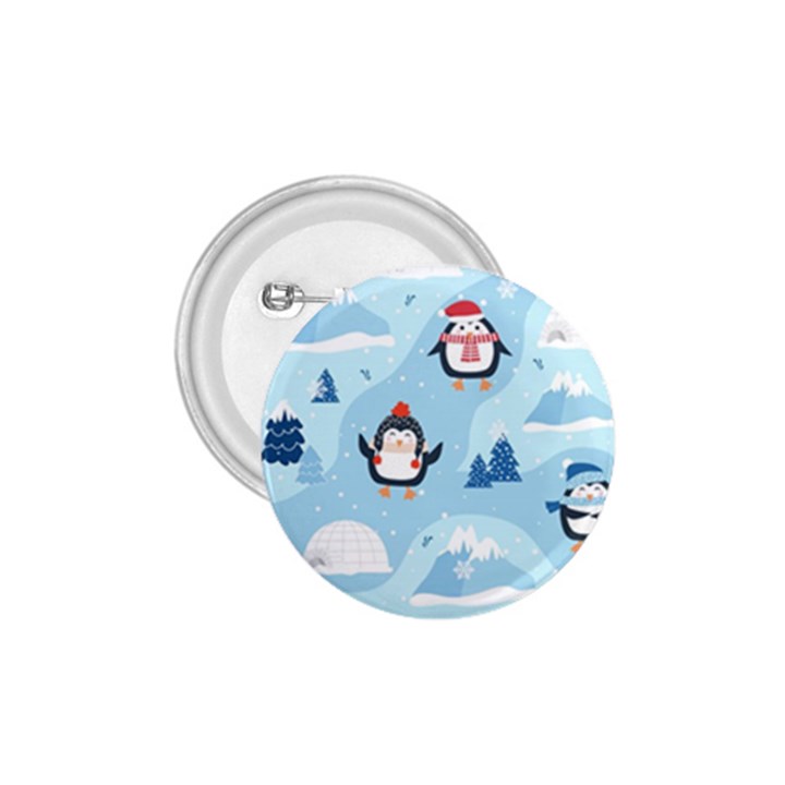 Christmas Seamless Pattern With Penguin 1.75  Buttons