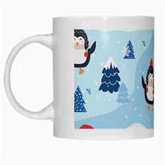 Christmas Seamless Pattern With Penguin White Mugs