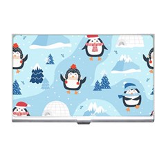 Christmas Seamless Pattern With Penguin Business Card Holder by Vaneshart